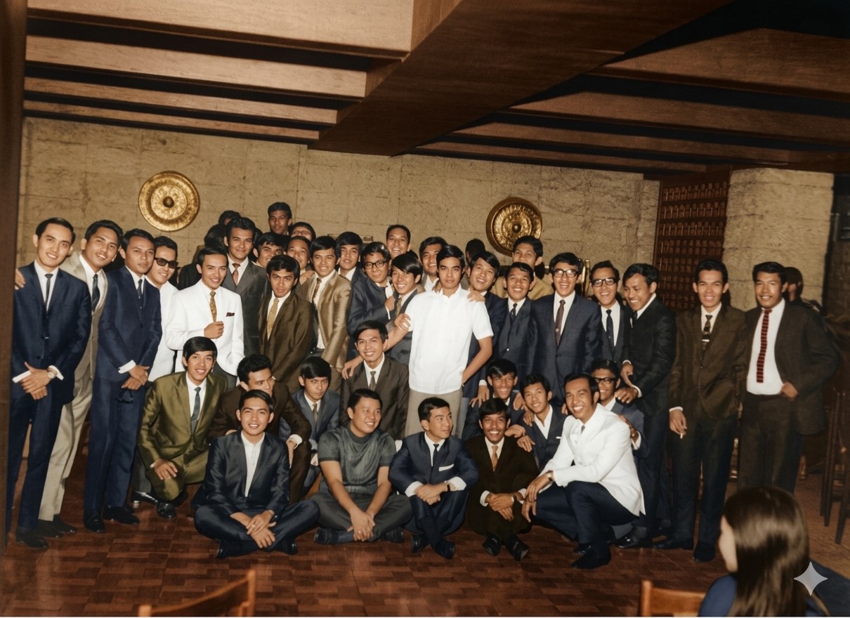 Large indoor UPBF 55 gathering showing members smiling together during a social event.